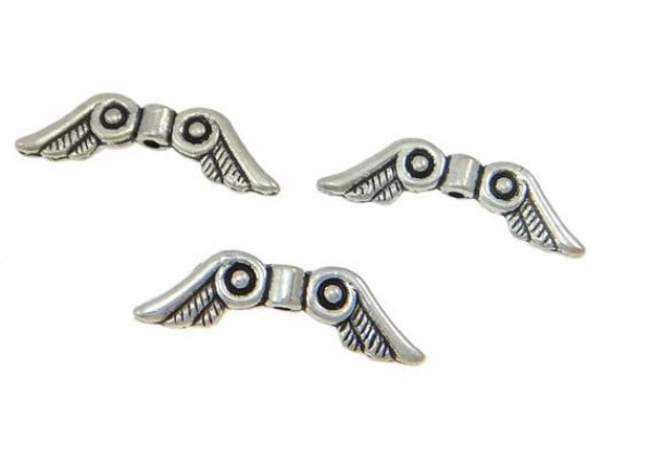 10x Engelsflügel  23mm antik silber